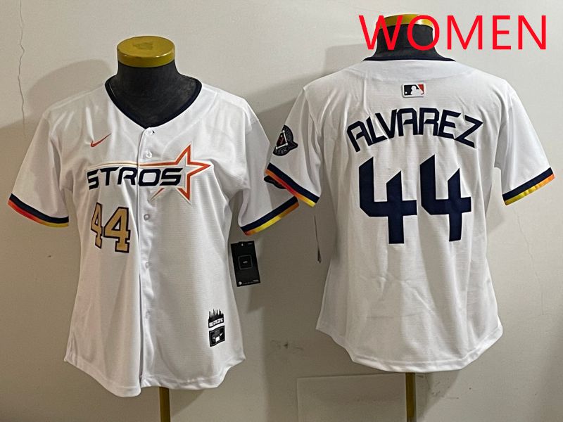Women Houston Astros #44 Alvarez White three generations Joint Name Nike 2025 MLB Jersey style 3